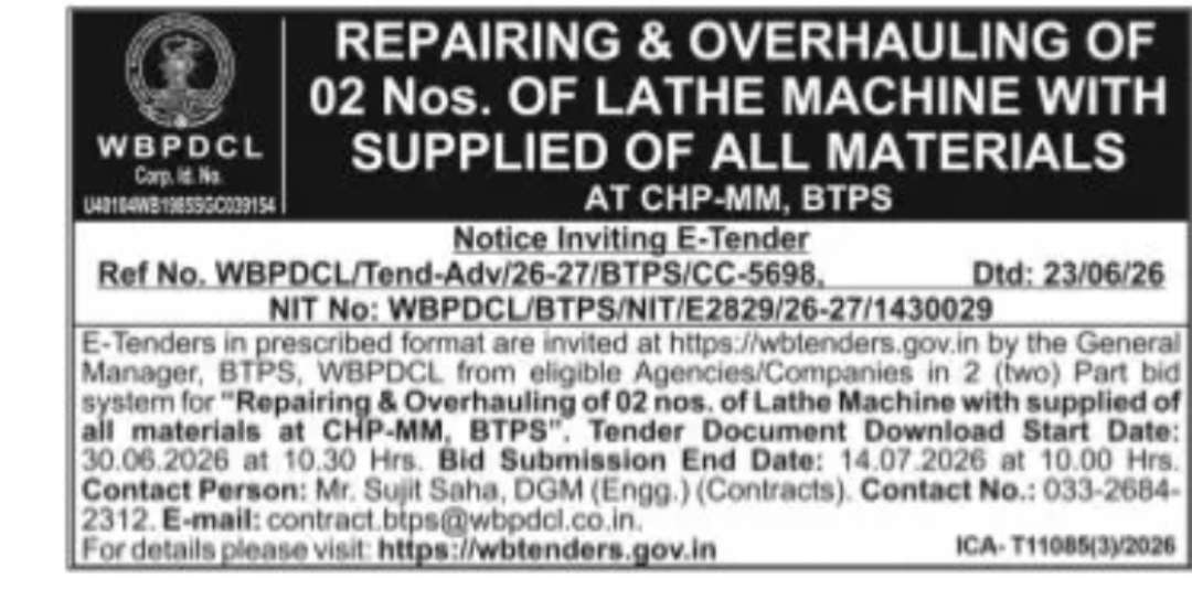 Repairing & Overhauling of Lathe Machines (BTPS – CHP-MM)
