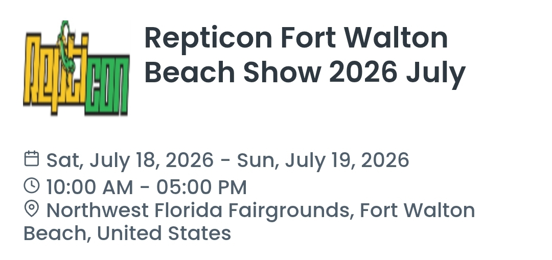 Repticon Fort Walton Beach Show 2026 July