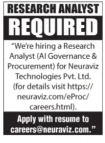 RESEARCH ANALYST – JOB VACANCY