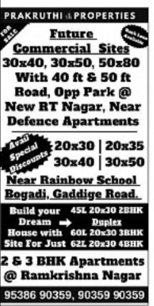 Residential and Commercial Properties for Sale by Prakruthi Properties