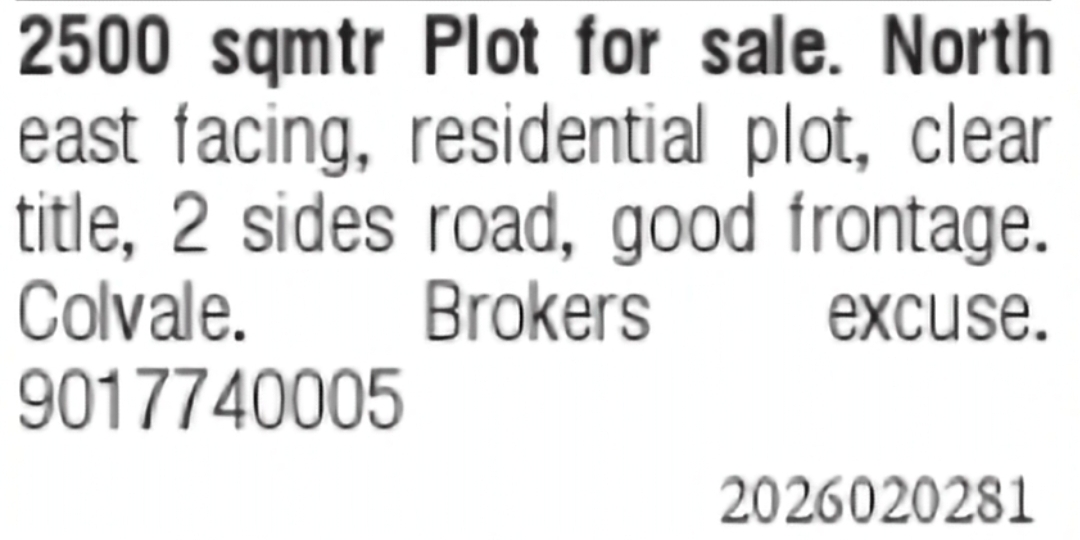Residential Plot for Sale in Colvale