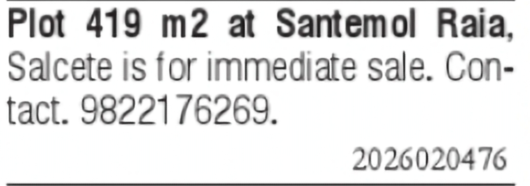 Residential Plot for Sale in Santemol, Raia