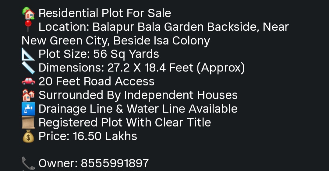 🏡 Residential Plot for Sale – Prime Location