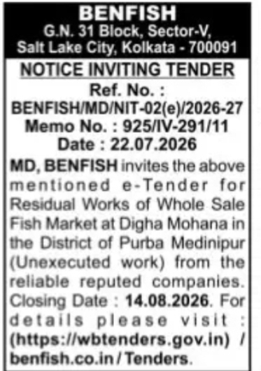 Residual Works Tender – BENFISH Fish Market