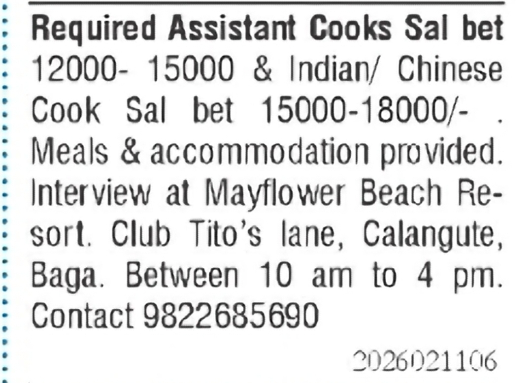 Resort Hiring – Cook Positions