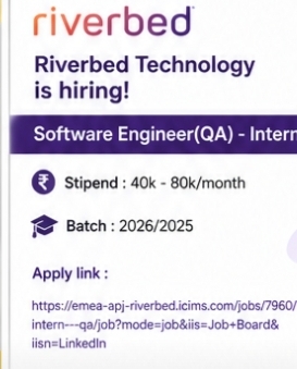 Riverbed Technology is hiring Software Engineer(QA) - Intern