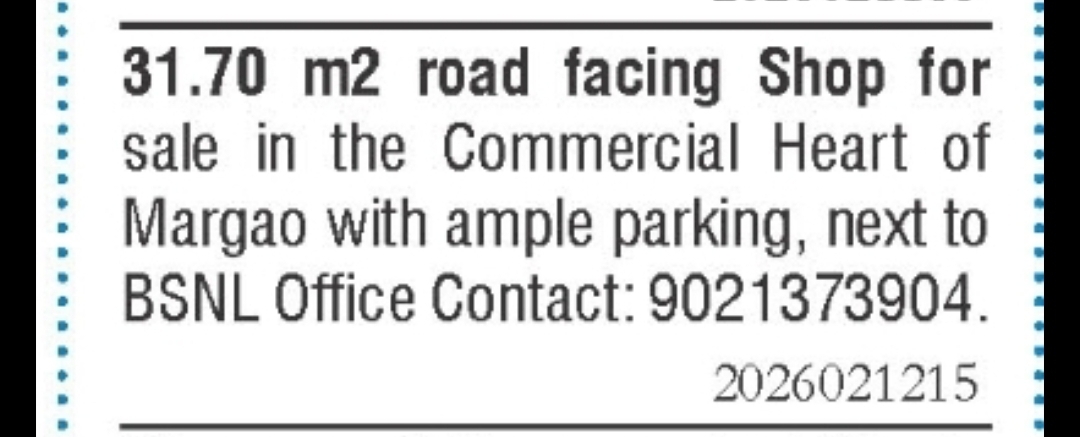 Road-Facing Commercial Shop for Sale in Margao