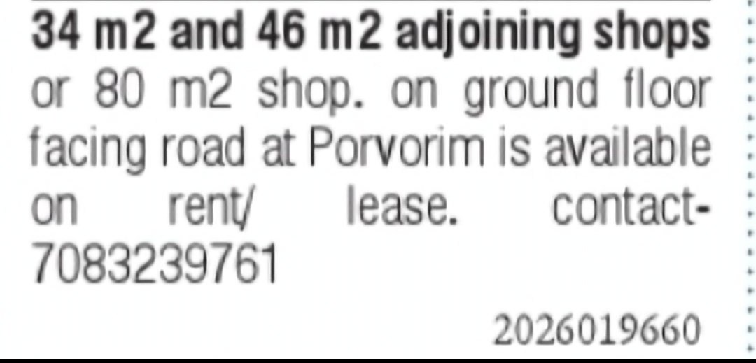 Road-Facing Shops for Rent – Porvorim