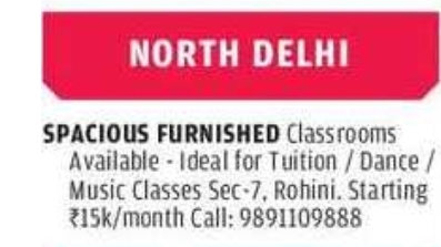 📍 Rohini Sec-7 – Classroom Space (FOR RENT)
