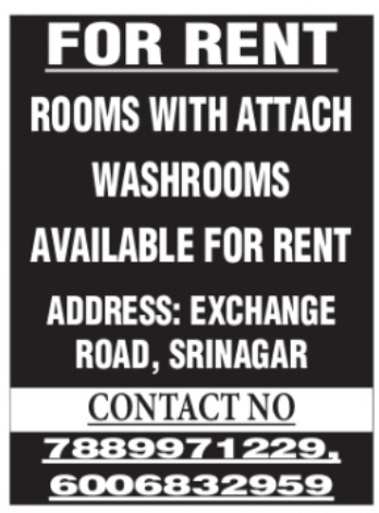 Rooms for Rent – Srinagar