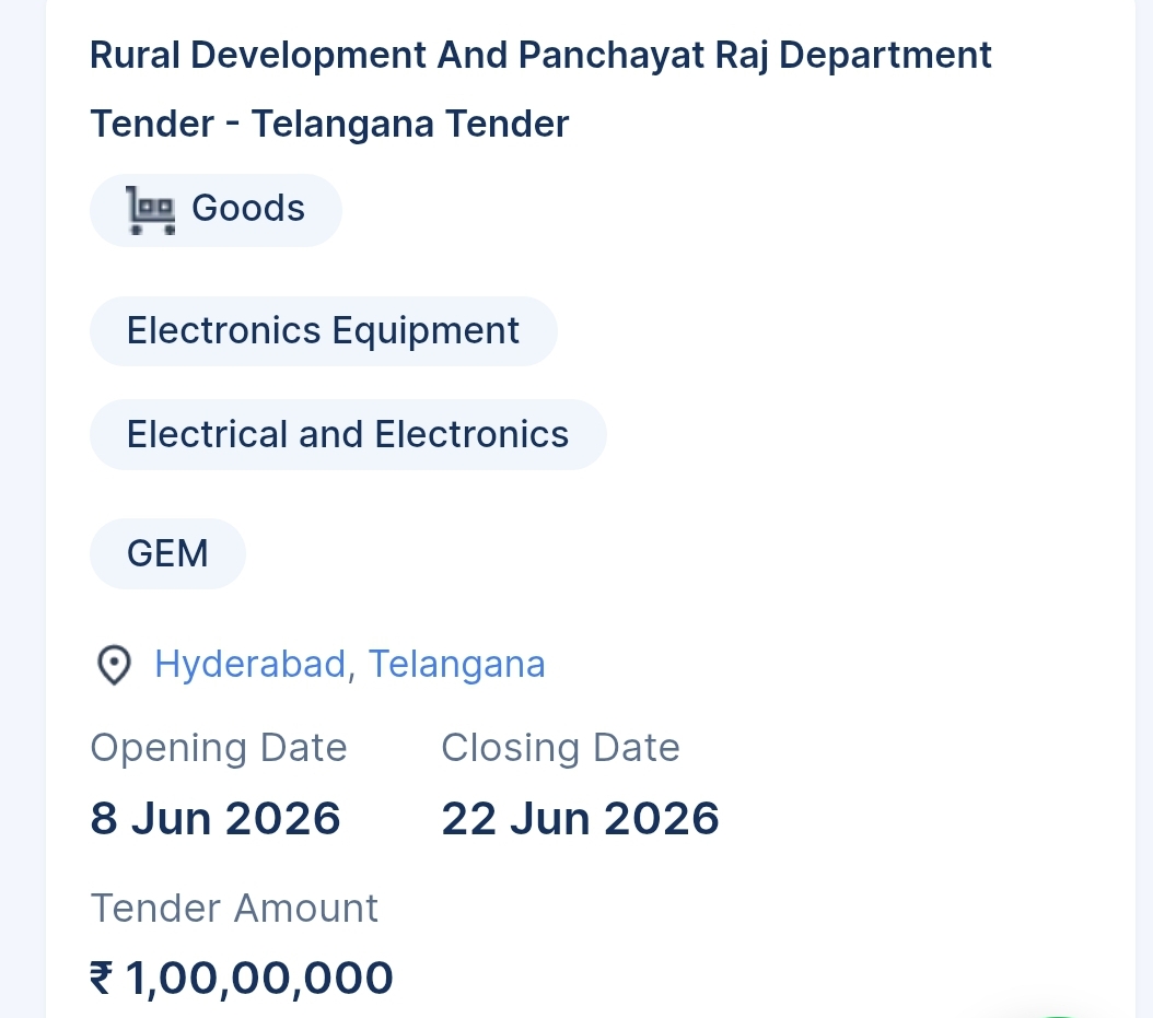 Rural Development And Panchayat Raj Department Tender - Telangana Tender