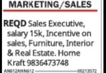 Sales Executive Hiring – Home Kraft (Kolkata, West Bengal)