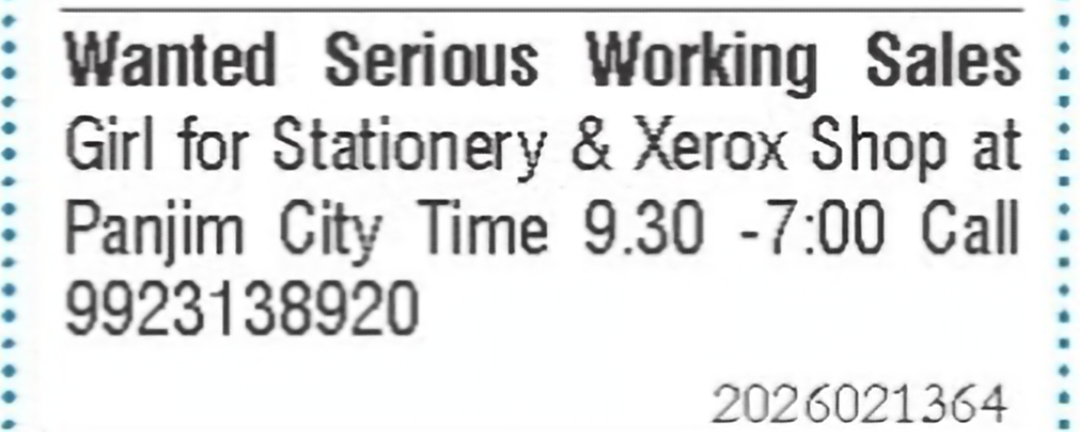 Sales Girl Required for Stationery & Xerox Shop