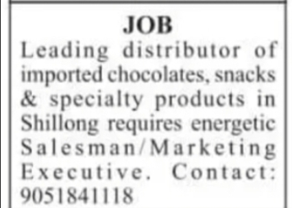 Salesman/Marketing Executive Required