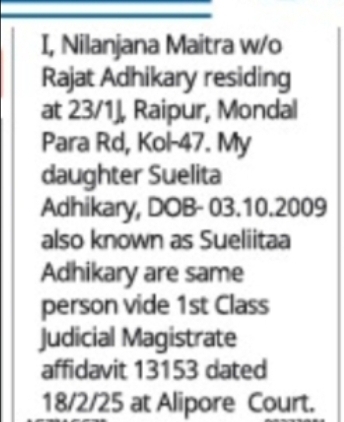 Same Person Declaration – Suelita Adhikary / Suelitaa Adhikary