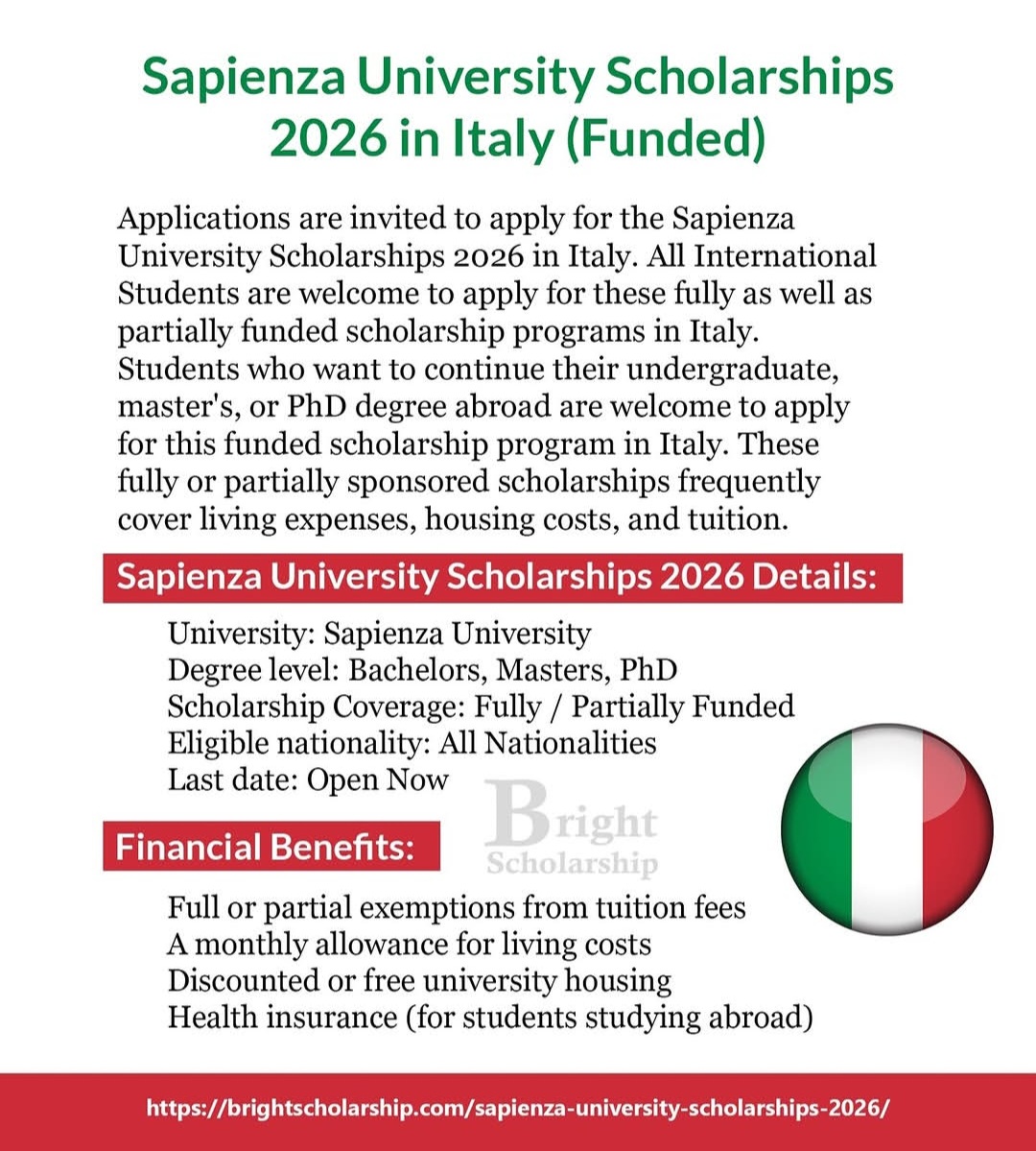 Sapienza University Scholarships 2026 in Italy