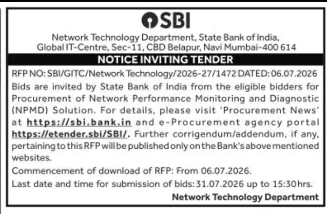 SBI Invites Bids for Network Performance Monitoring & Diagnostic Solution