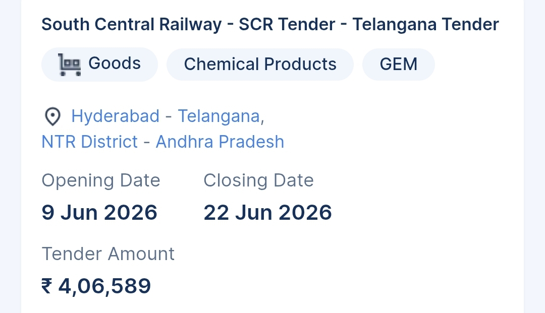 SCR Tender - Telangana Tender