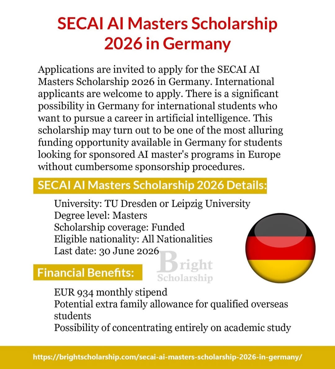 SECAI AI Masters Scholarship 2026 in Germany