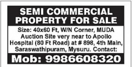 Semi Commercial Property for Sale in Saraswathipuram, Mysuru