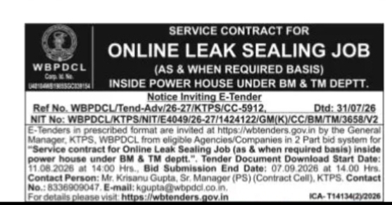 Service Contract for Online Leak Sealing Job – KTPS
