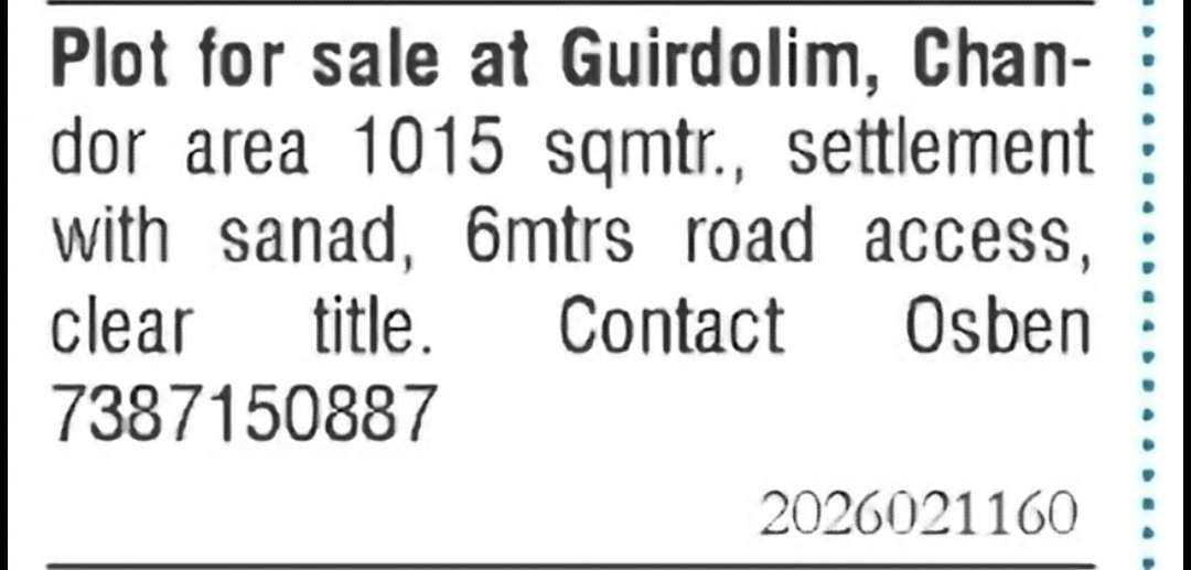 Settlement Plot for Sale with Sanad