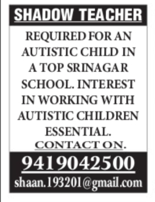 Shadow Teacher Required for Autistic Child