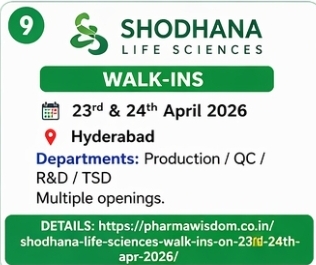 Shodhana Life Sciences – Walk-Ins