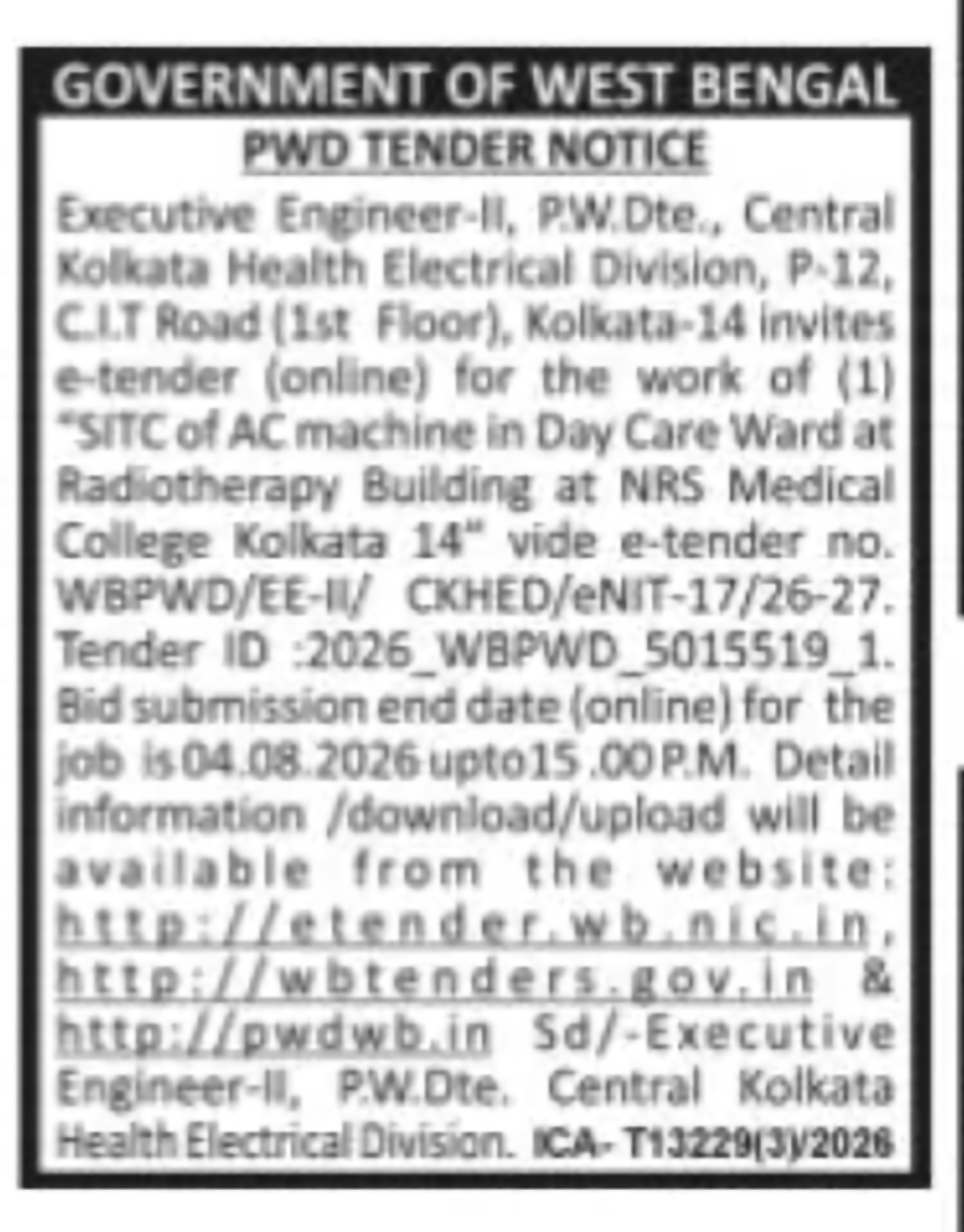 SITC of AC Machine at NRS Medical College Tender