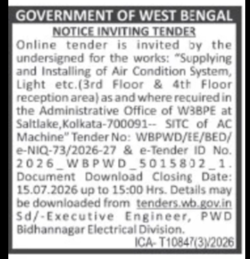 SITC of Air Conditioning System & Electrical Works at Administrative Office, Salt Lake