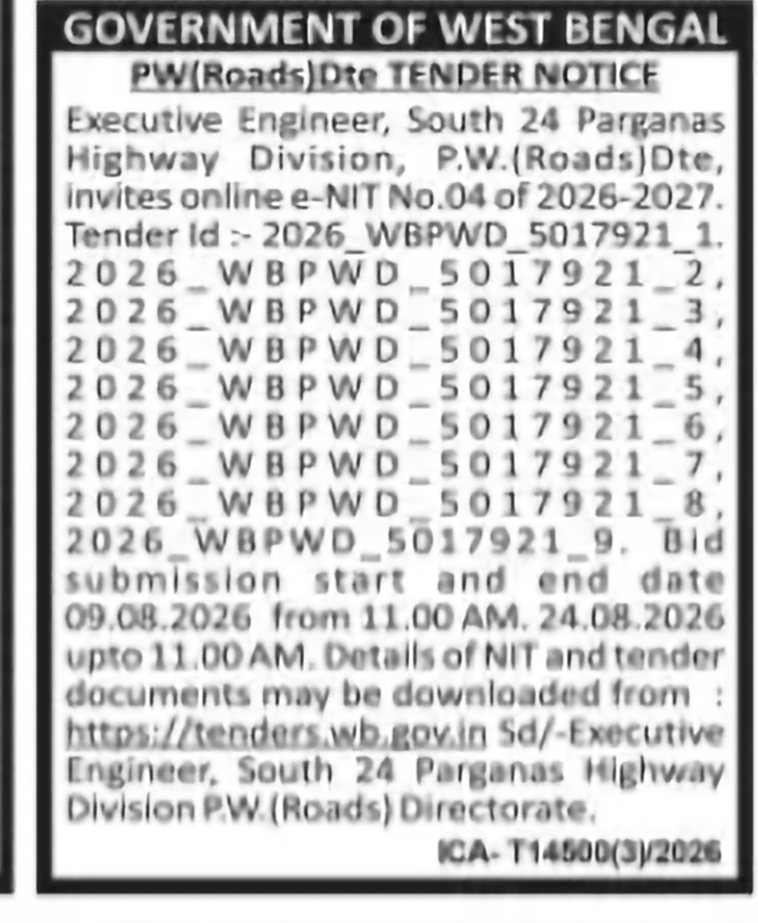 South 24 Parganas Highway – Road Repair Works