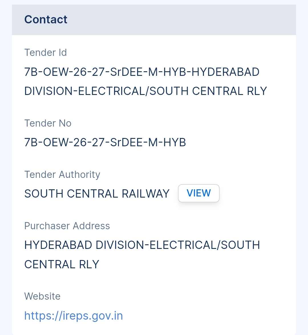 South Central Railway - SCR Tender - Telangana Tender