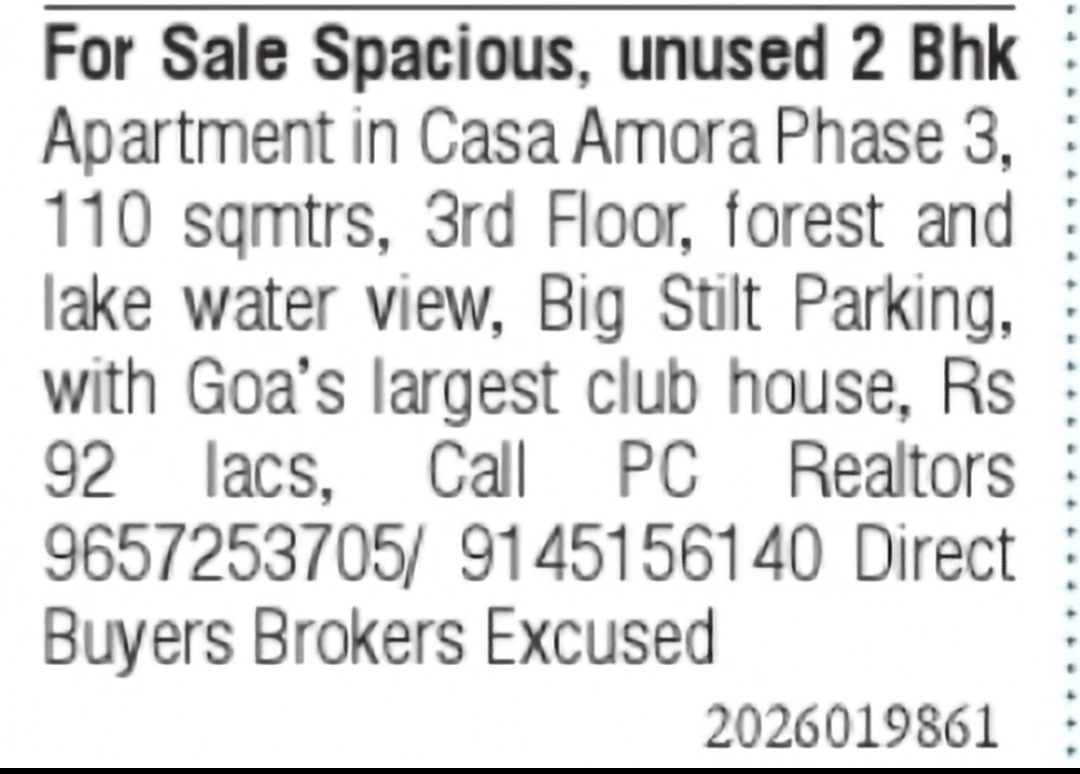 Spacious 2 BHK Apartment for Sale