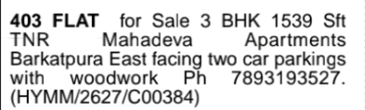 🏢 Spacious 3BHK – Barkatpura
