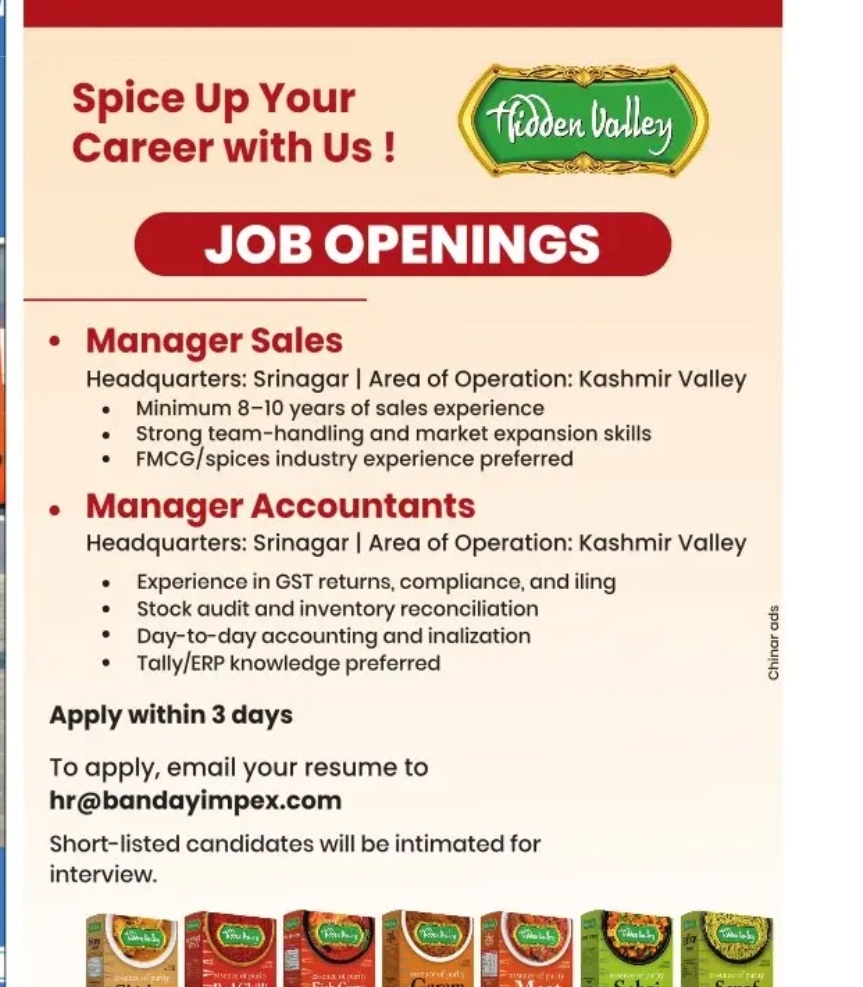 SPICE UP YOUR CAREER WITH US  JOB OPENINGS