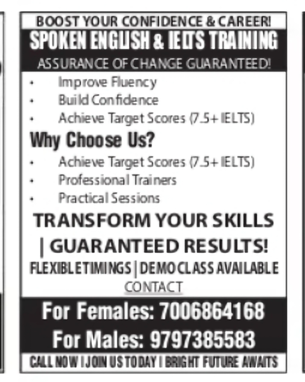 Spoken English and IELTS Training Admissions