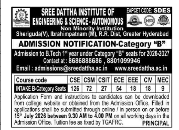 Sree Dattha Institute of Engineering & Science