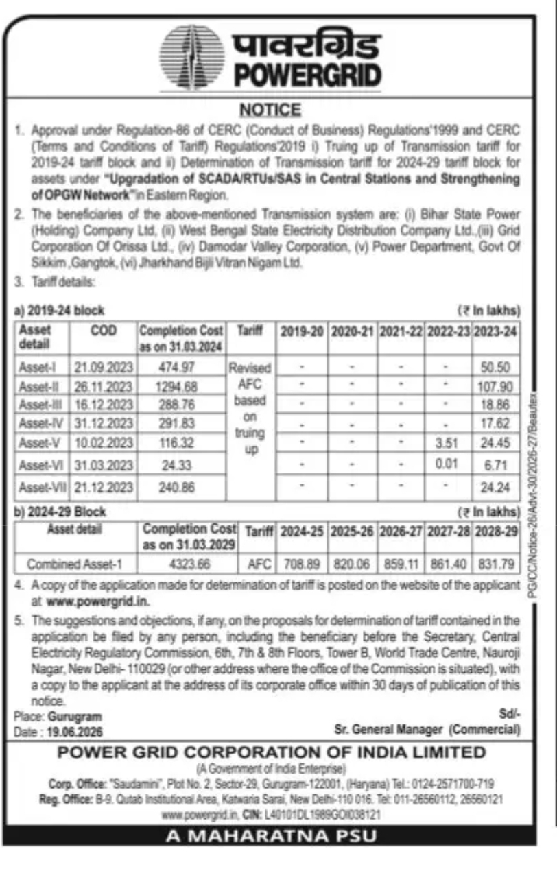 Tariff Determination Notice