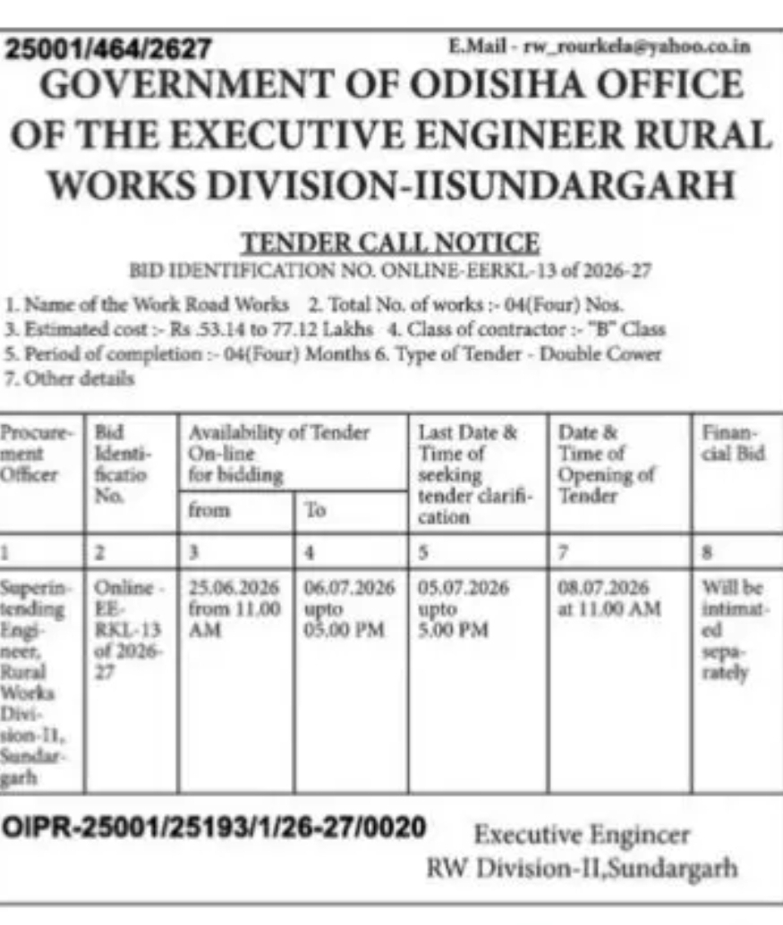 TENDER CALL NOTICE