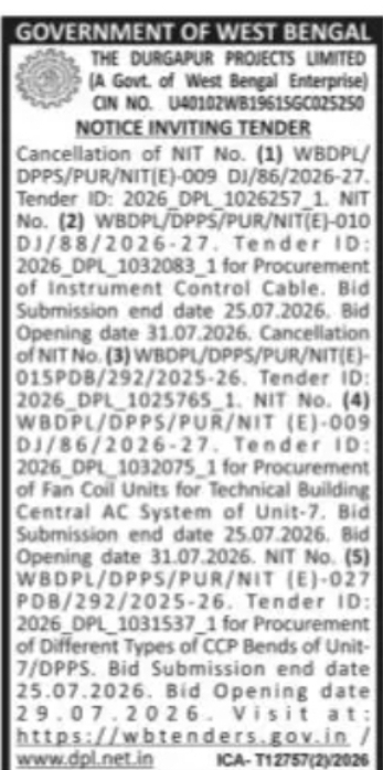 Tender Cancellation and Procurement Notice – DPL