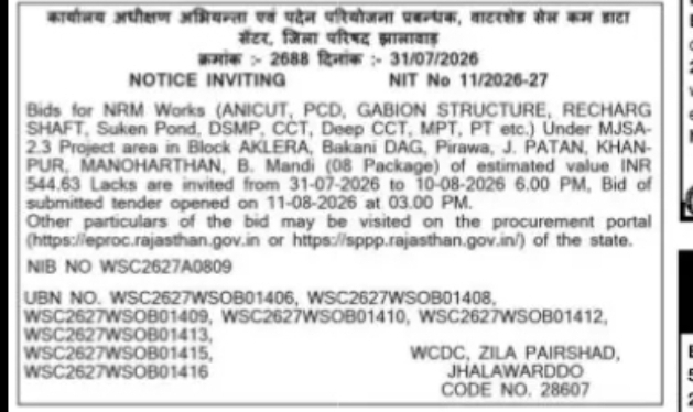 Tender for NRM Works Under MJSA-23 Project