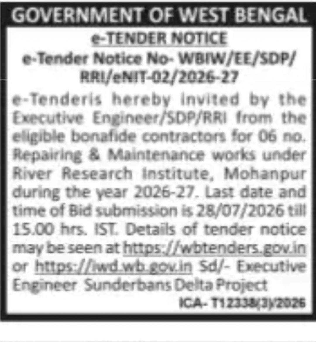 Tender for Repair and Maintenance Works at River Research Institute