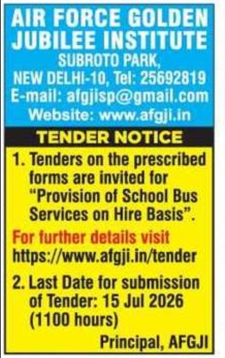 TENDER NOTICE  Air Force Golden Jubilee Institute