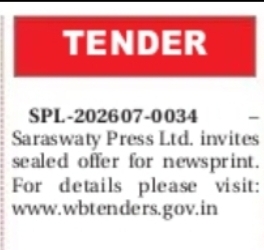 TENDER NOTICE: SARASWATY PRESS LTD