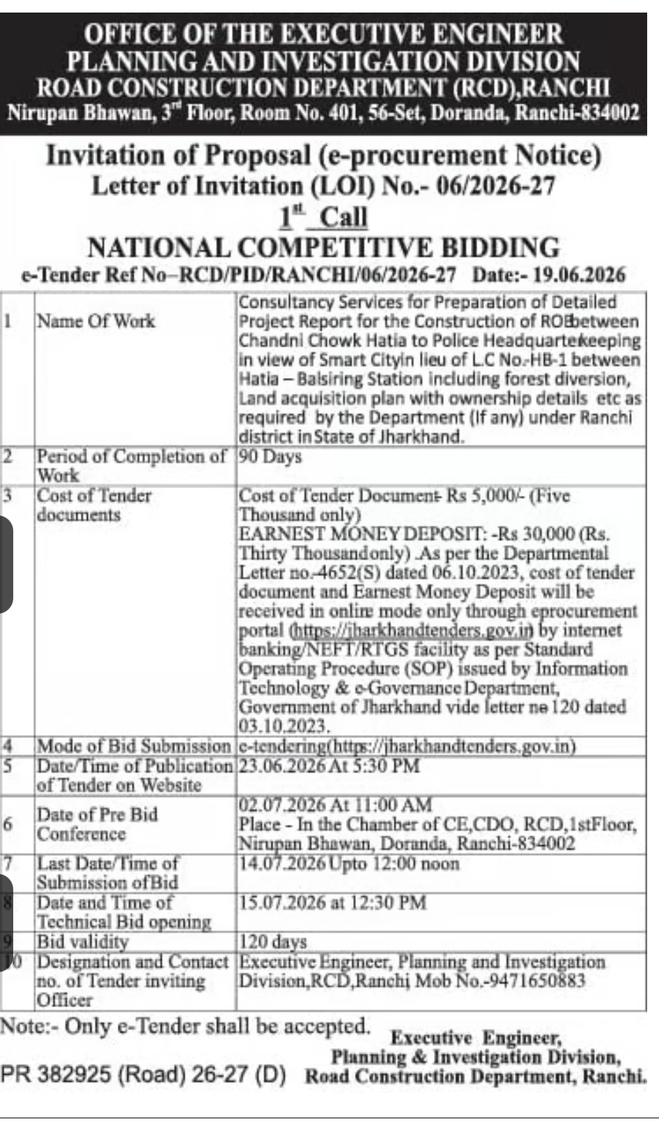 TENDER NOTICE