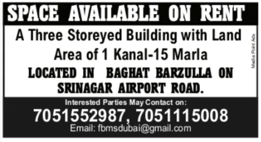 Three-Storey Building with Land Available for Rent in Baghat Barzulla