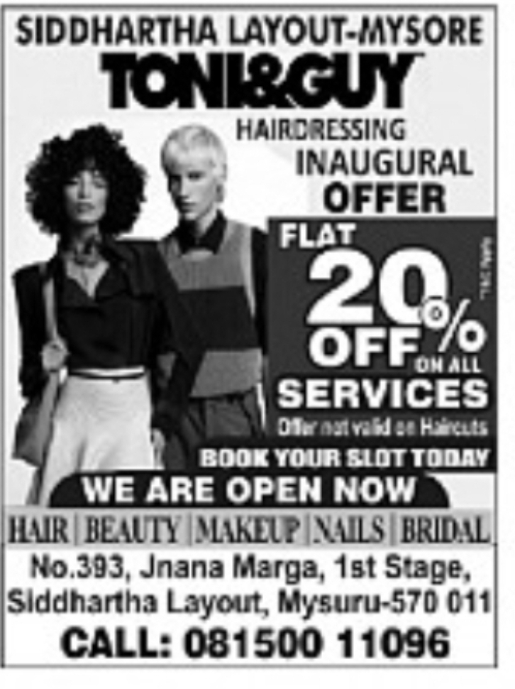 TONI&GUY Mysuru – Inaugural Offer