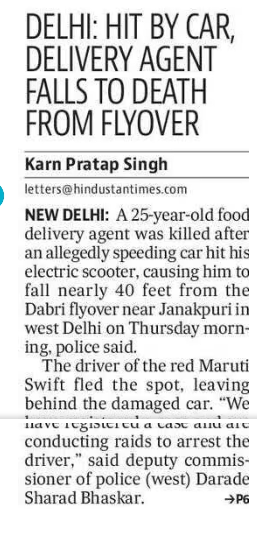 🚨 Tragic Road Accident in Delhi