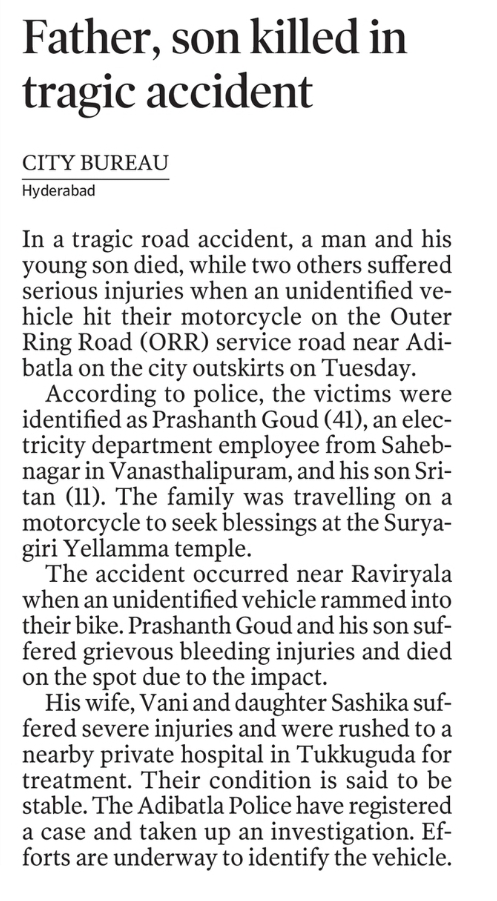 Tragic Road Accident in Hyderabad