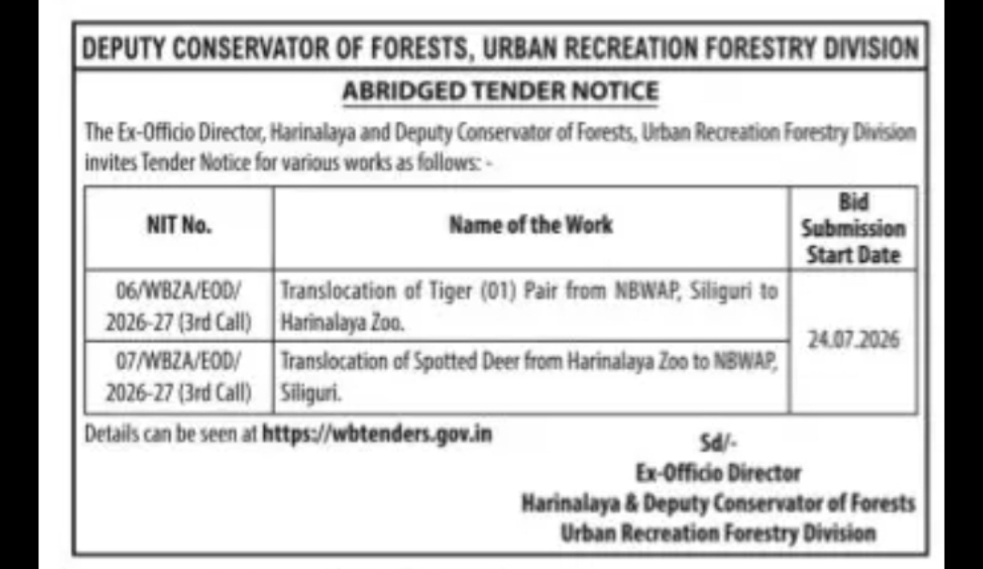 Translocation of Tiger Pair and Spotted Deer – Harinalaya Zoo Tender (West Bengal)